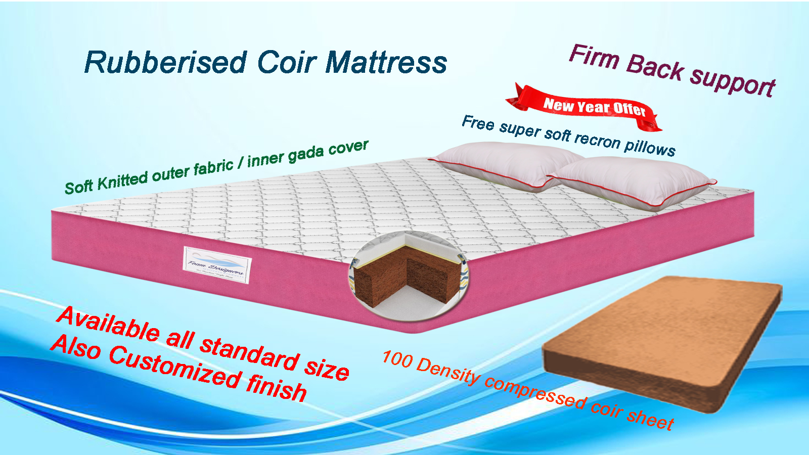 Rubberized Coir Foam Mattress Manufacturers in Chennai, Rubberised Coir